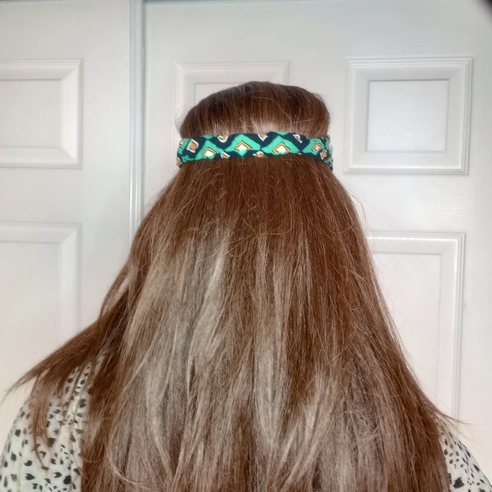 Mint green printed boho chic head band - Picture 4 of 7